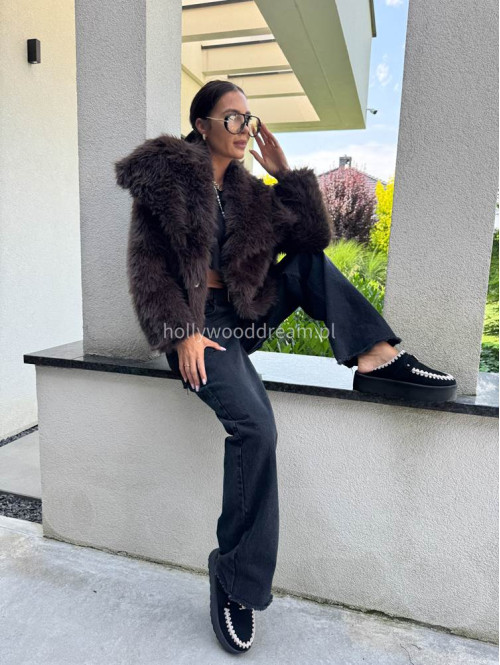 Futro oversizowe GLAMOUR czekoladowe 09 - photo #56