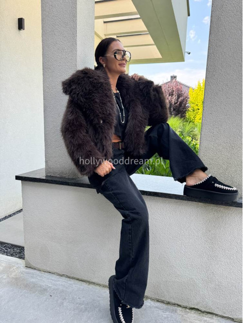 Futro oversizowe GLAMOUR czekoladowe 09 - photo #57