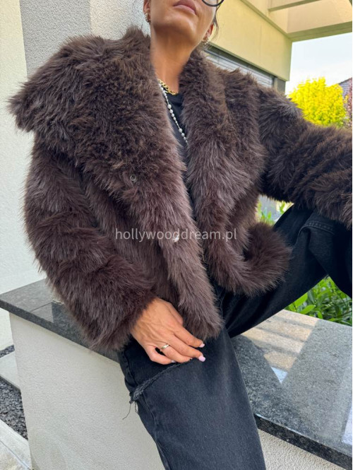 Futro oversizowe GLAMOUR czekoladowe 09 - photo #58