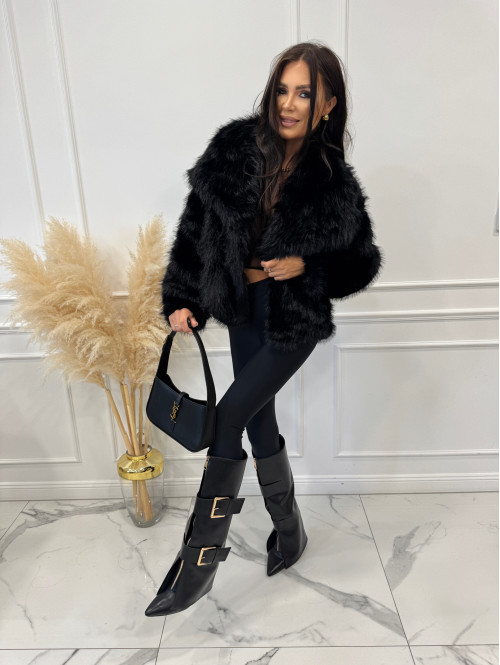 Futro oversizowe GLAMOUR czarne 09 - photo #16
