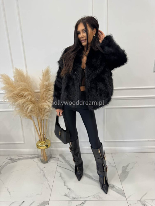 Futro oversizowe GLAMOUR czarne 09 - photo #19