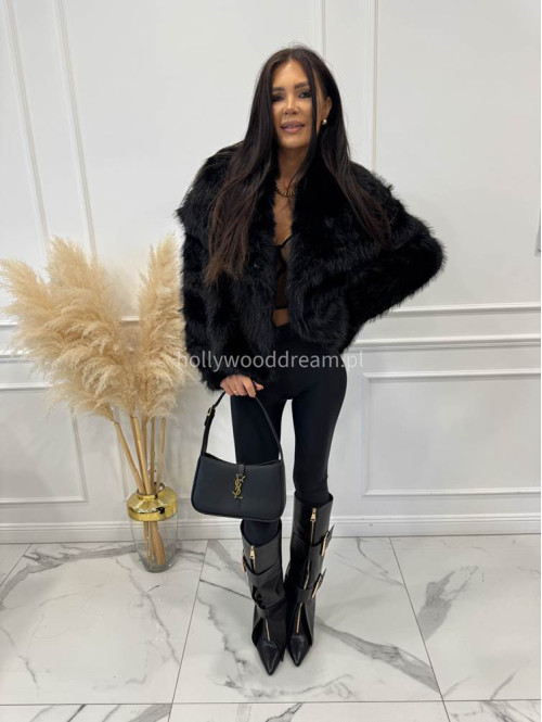 Futro oversizowe GLAMOUR czarne 09 - photo #23