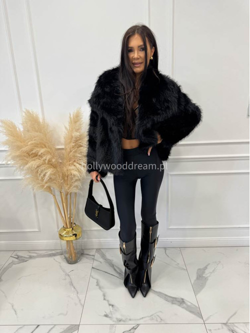 Futro oversizowe GLAMOUR czarne 09 - photo #25