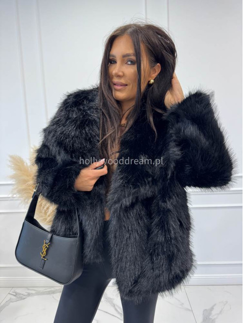 Futro oversizowe GLAMOUR czarne 09 - photo #31
