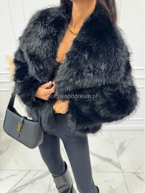 Futro oversizowe GLAMOUR czarne 09 - photo #33