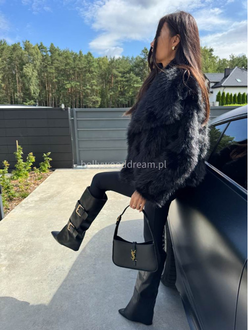 Futro oversizowe GLAMOUR czarne 09 - photo #38