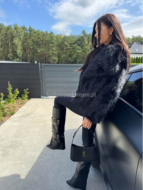 Futro oversizowe GLAMOUR czarne 09 - photo #39