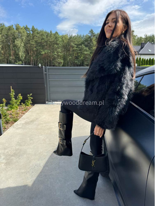 Futro oversizowe GLAMOUR czarne 09 - photo #40
