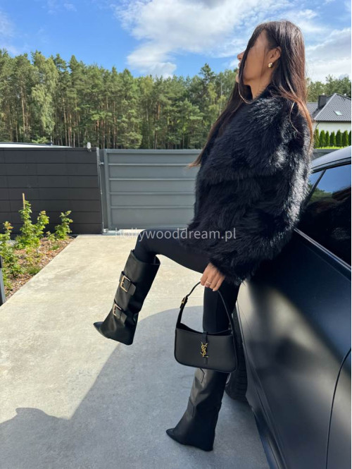 Futro oversizowe GLAMOUR czarne 09 - photo #41
