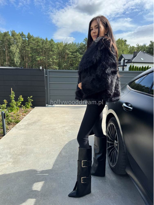 Futro oversizowe GLAMOUR czarne 09 - photo #45