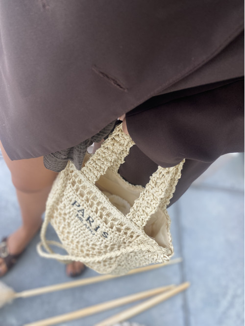 Torebka mała pleciona typu shopper BELLA jasny beż - photo #24