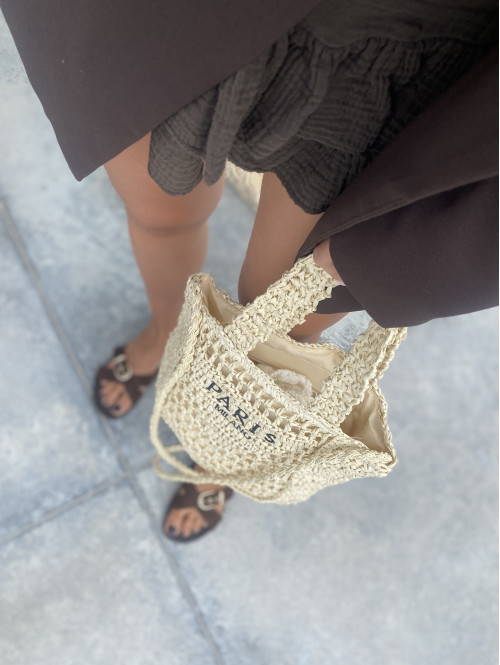 Torebka mała pleciona typu shopper BELLA jasny beż - photo #26