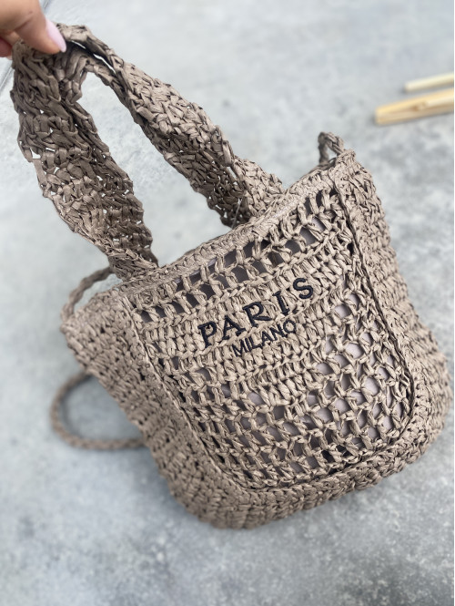 Torebka mała pleciona typu shopper BELLA mokka - photo #26