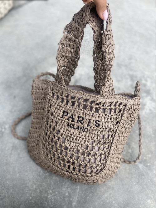 Torebka mała pleciona typu shopper BELLA mokka