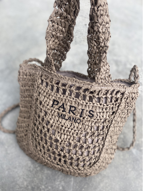 Torebka mała pleciona typu shopper BELLA mokka - photo #29