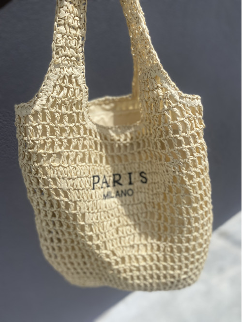 Torebka duża pleciona typu shopper PARIS MILANO jasny beż - photo #34