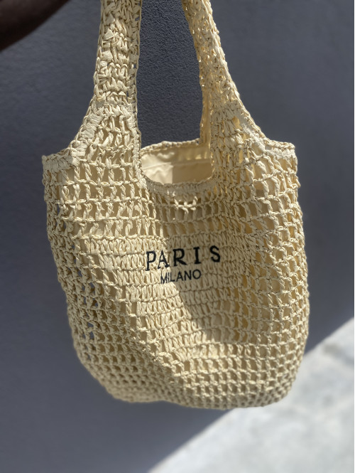 Torebka duża pleciona typu shopper PARIS MILANO jasny beż - photo #35