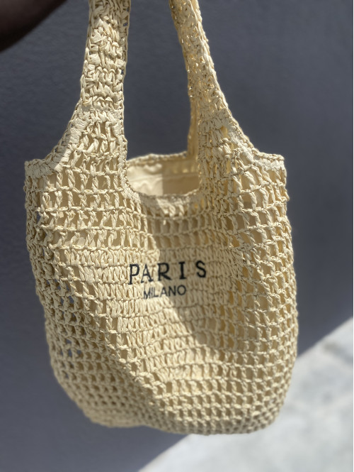 Torebka duża pleciona typu shopper PARIS MILANO jasny beż