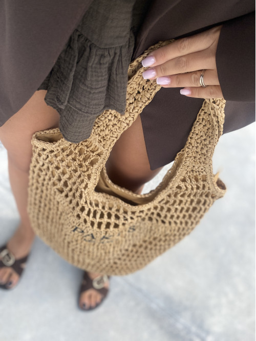Torebka duża pleciona typu shopper PARIS MILANO karmelowa - photo #16