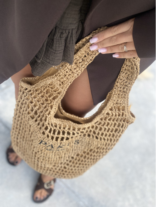 Torebka duża pleciona typu shopper PARIS MILANO karmelowa - photo #17