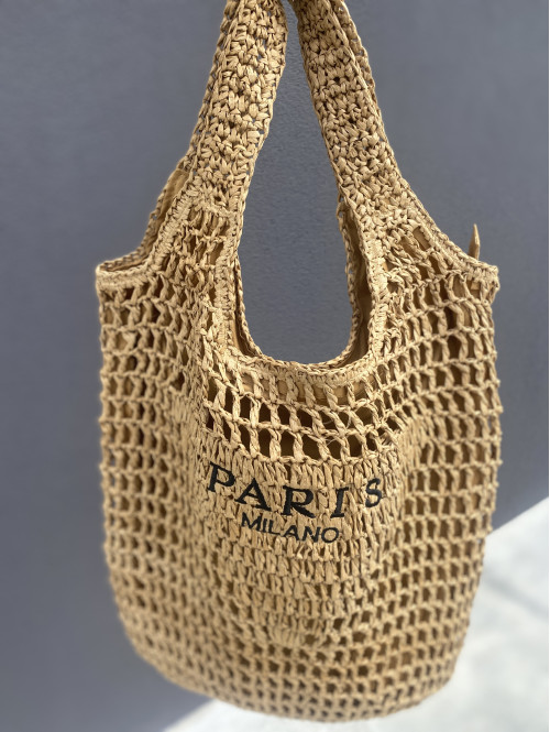 Torebka duża pleciona typu shopper PARIS MILANO karmelowa