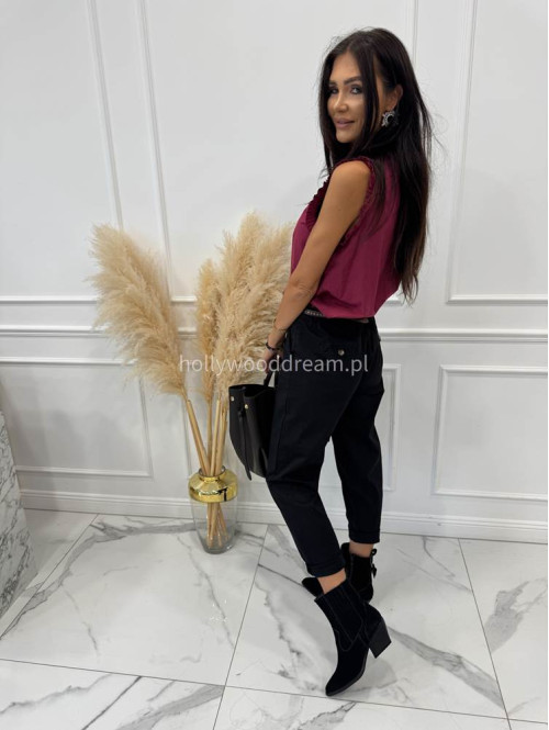 Buty kowbojki krótkie w szpic zamszowe czarne TYMON - photo #11