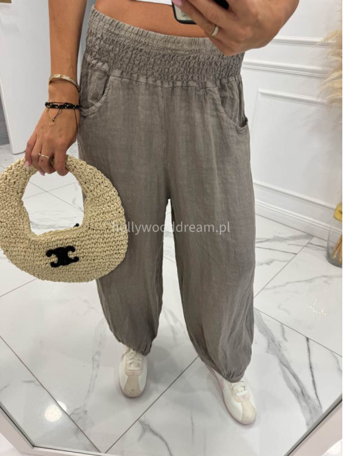 Spodnie alladynki na gumce 100% len fango OLAF - photo #13