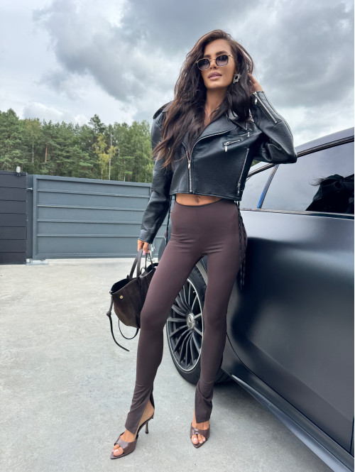 Legginsy na gumce z rozcięciem ARMAS czekoladowe 161 - photo #34