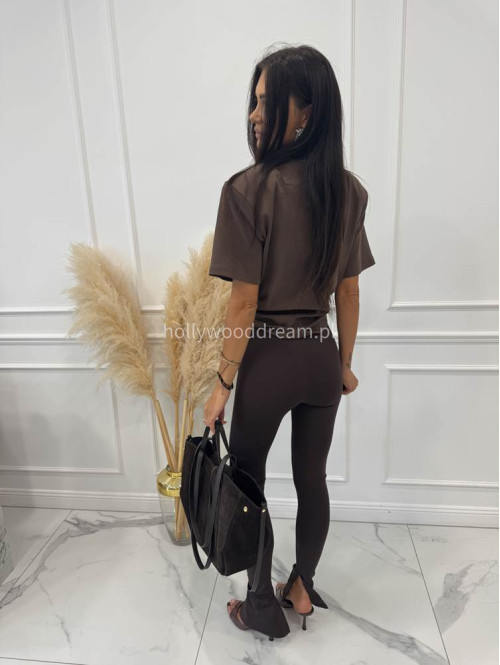 Legginsy na gumce z rozcięciem ARMAS czekoladowe 69 - photo #36