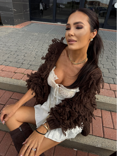 PRE ORDER Sukienko-kombinezon z guzikami i falbaną kremowy PRINCESS - photo #34