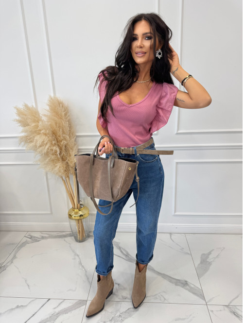 Spodnie boyfriend średni stan z sercem na kieszeniach ciemny jeans LOPEZ - photo #17