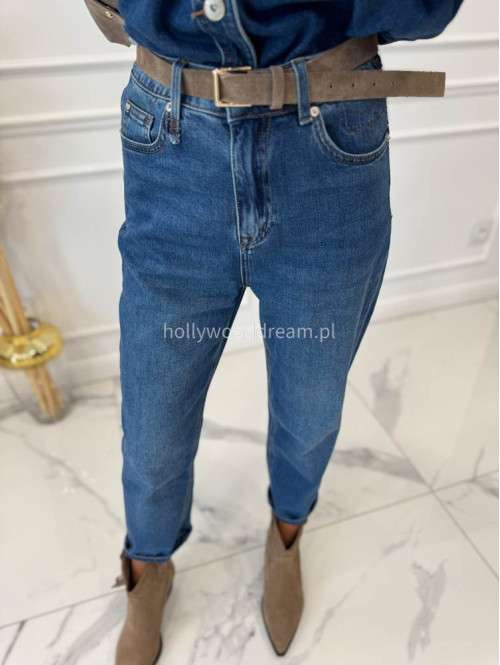 Spodnie boyfriend średni stan z sercem na kieszeniach ciemny jeans LOPEZ - photo #0