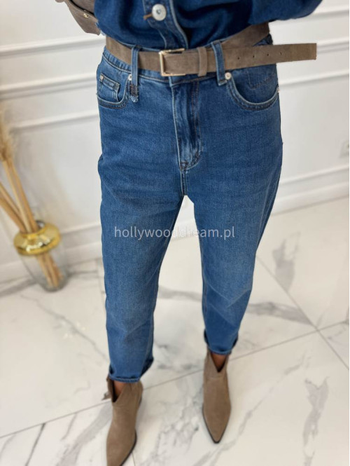 Spodnie boyfriend średni stan z sercem na kieszeniach ciemny jeans LOPEZ - photo #1