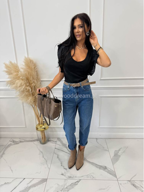 Spodnie boyfriend średni stan z sercem na kieszeniach ciemny jeans LOPEZ - photo #13