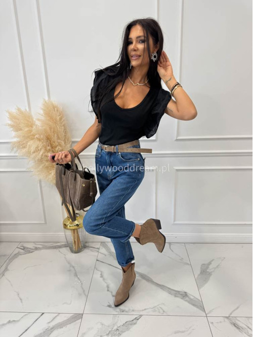 Spodnie boyfriend średni stan z sercem na kieszeniach ciemny jeans LOPEZ - photo #15