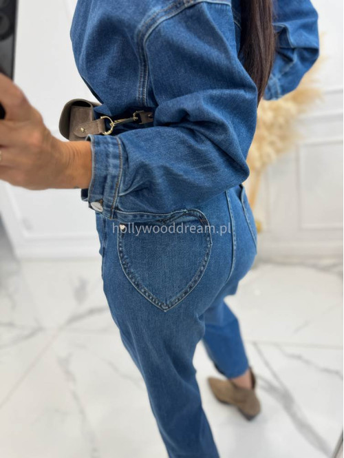 Koszula z kieszenią serce ciemny jeans LOVE - photo #11