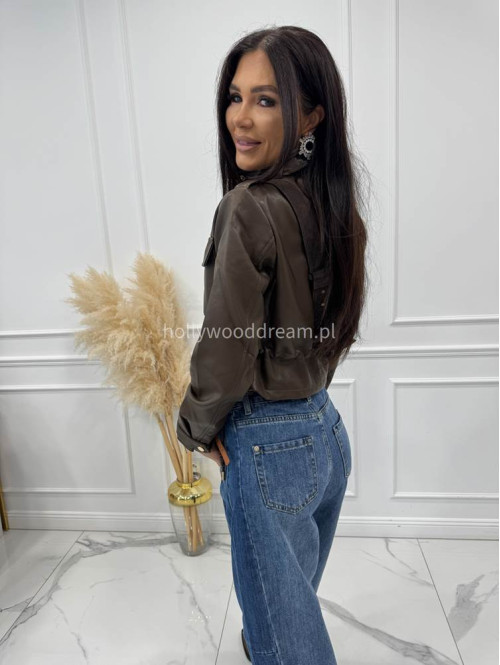 Spodnie z szeroką nogawką i paskiem ciemny jeans GOJA - photo #19