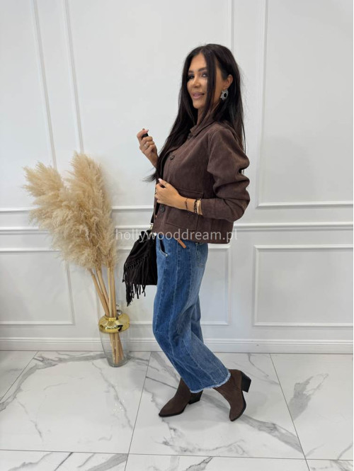 Spodnie z szeroką nogawką i paskiem ciemny jeans GOJA - photo #42