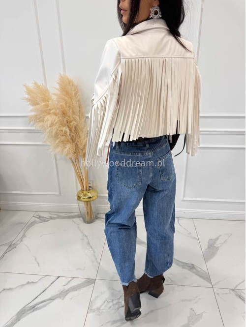 Spodnie z szeroką nogawką i paskiem ciemny jeans GOJA - photo #55