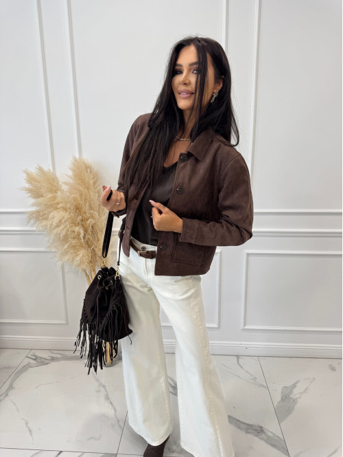 Kremowe spodnie jeansowe bawełniane z szeroką nogawką RAFIL 52 - photo #27