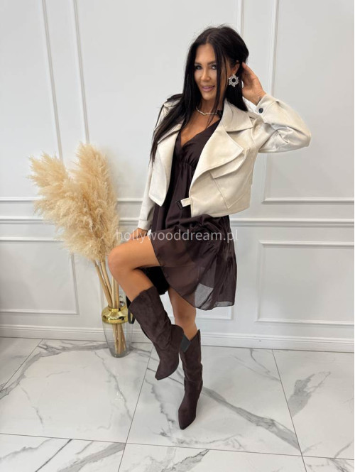 Buty kowbojki wysokie zamszowe we wzory i cyrkonie brązowe WESTERN - photo #27