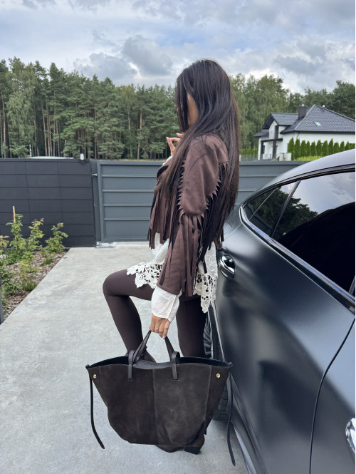 Kurtka zamszowa z frędzlami FRANJA brązowa 02,19 - photo #69