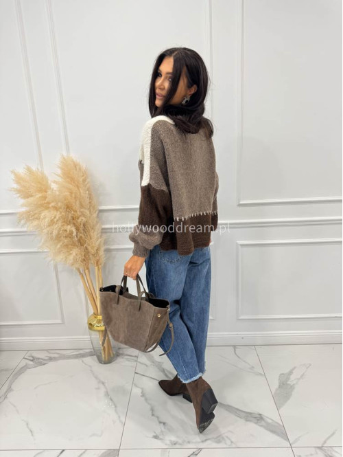 Torebka mała shopper zamszowa z wkładem mokka TOLA - photo #6