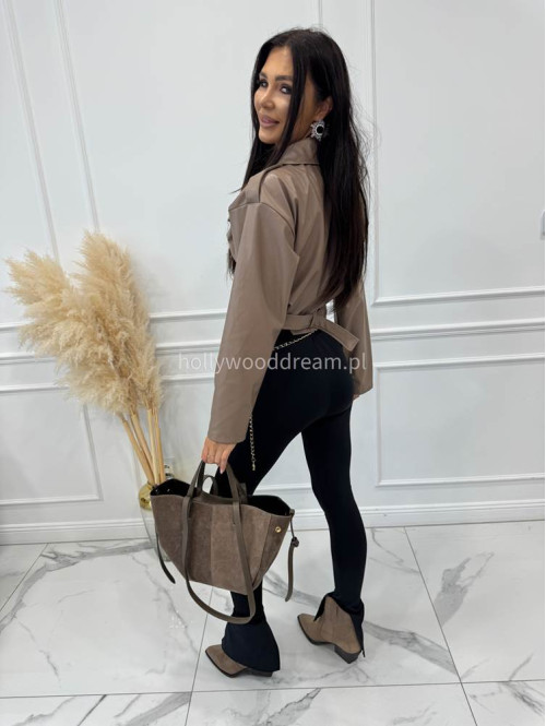 Torebka mała shopper zamszowa z wkładem mokka TOLA - photo #35