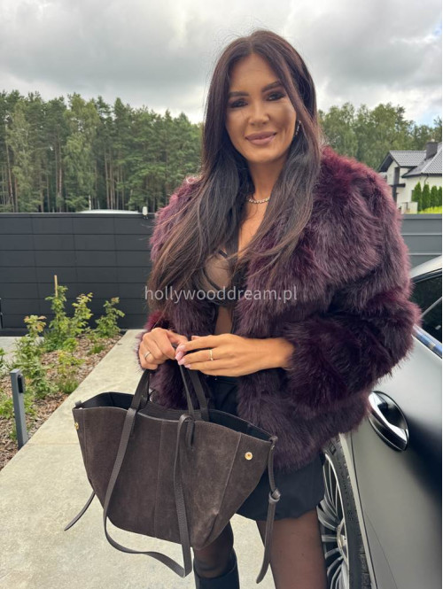 Futerko z kołnierzem zapinane na napy bordowe OTYLIO - photo #31