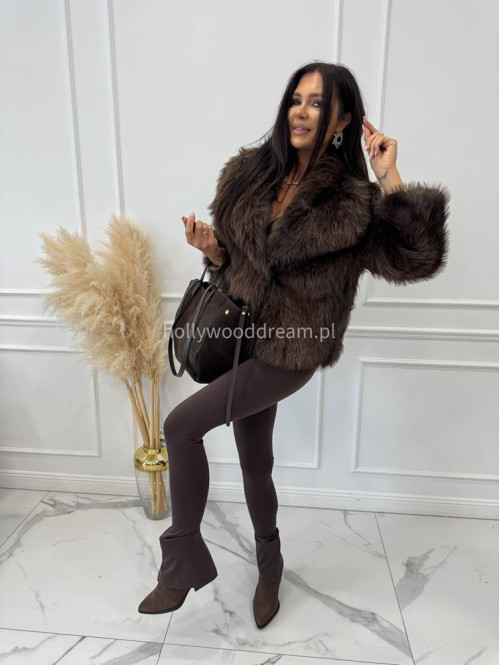 Futro krótkie zapinane na napy czekoladowe AMARETTO - photo #14