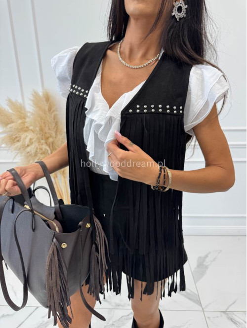 Torebka średnia shopper skóra węża z frędzlami z wkładem czekoladowa BOHO - photo #44