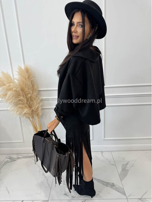 Torebka średnia shopper skóra węża z frędzlami z wkładem czekoladowa BOHO - photo #56