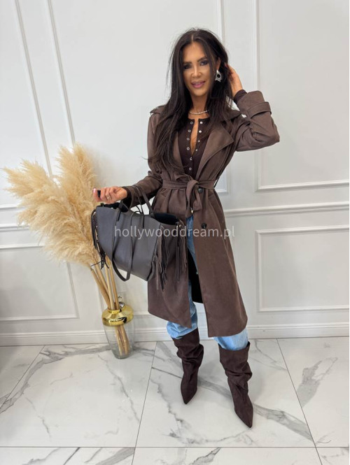 Torebka średnia shopper skóra węża z frędzlami z wkładem czekoladowa BOHO - photo #65