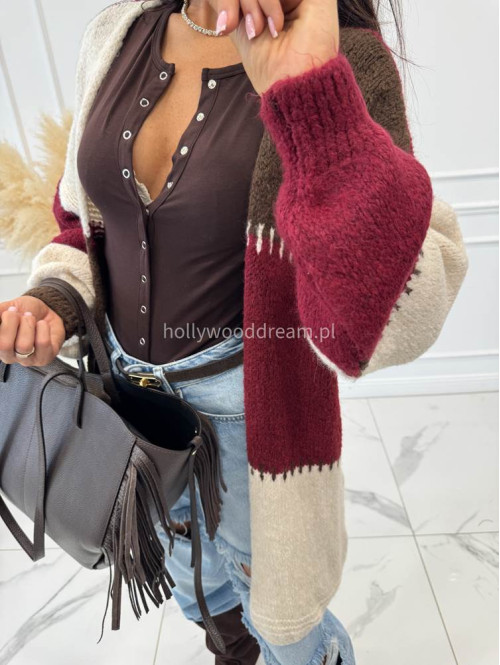 Torebka średnia shopper skóra węża z frędzlami z wkładem czekoladowa BOHO - photo #68